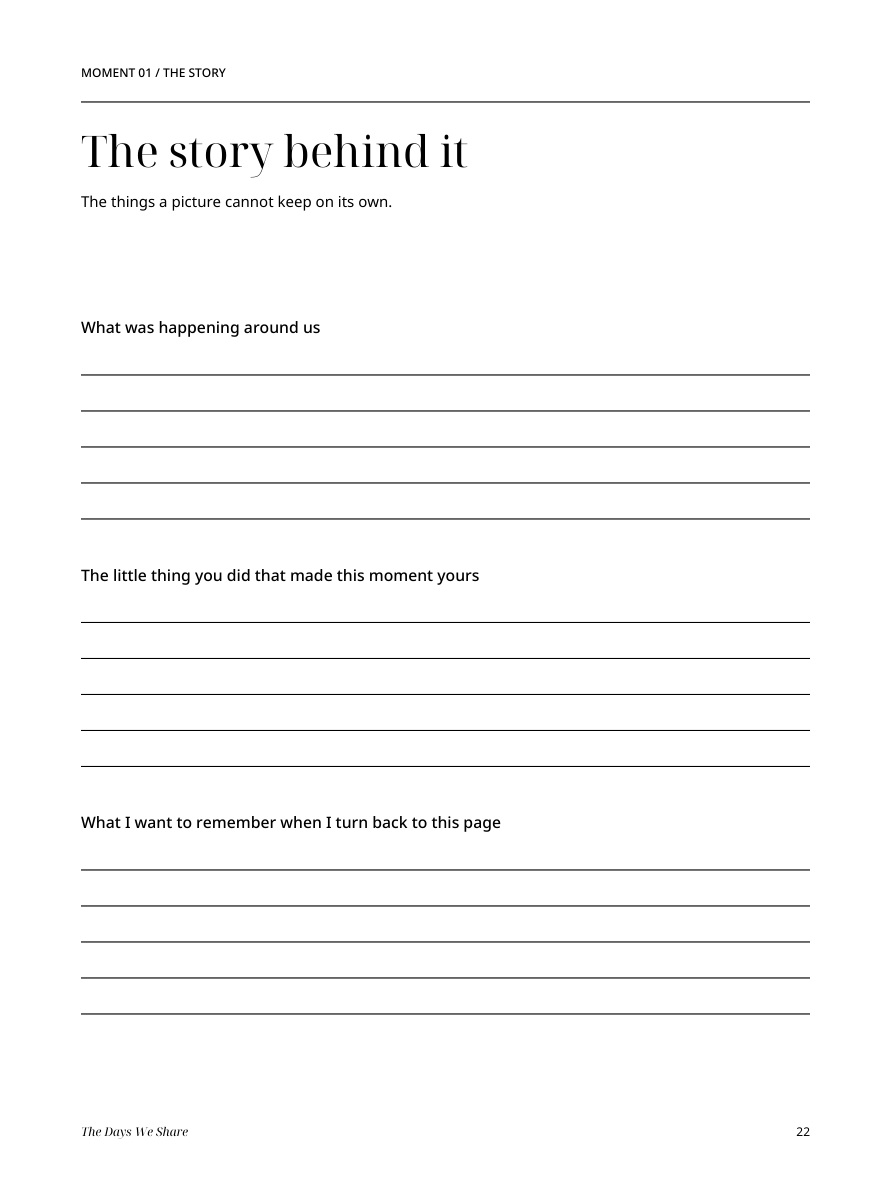 Actual interior page: The story behind it, with three writing prompts.